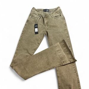 Fashion Nova Olive Utility High-Rise Jeans